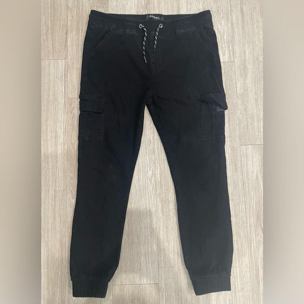 The Reset Men's Jogger Style Cargo Pants in Black